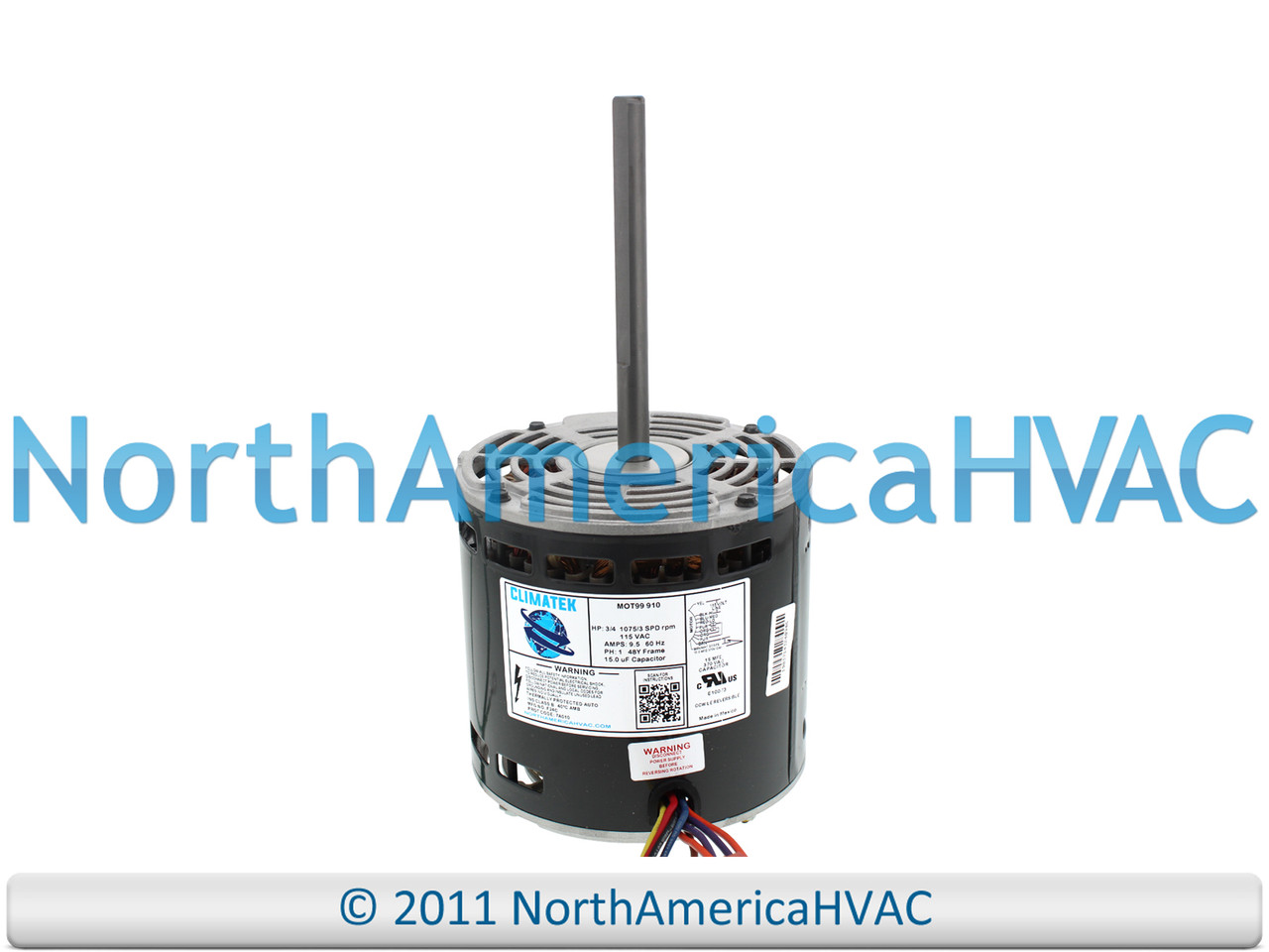 ClimaTek Furnace Blower Motor 3/4 HP 1075 RPM 115V 3 SPD MOT99-910